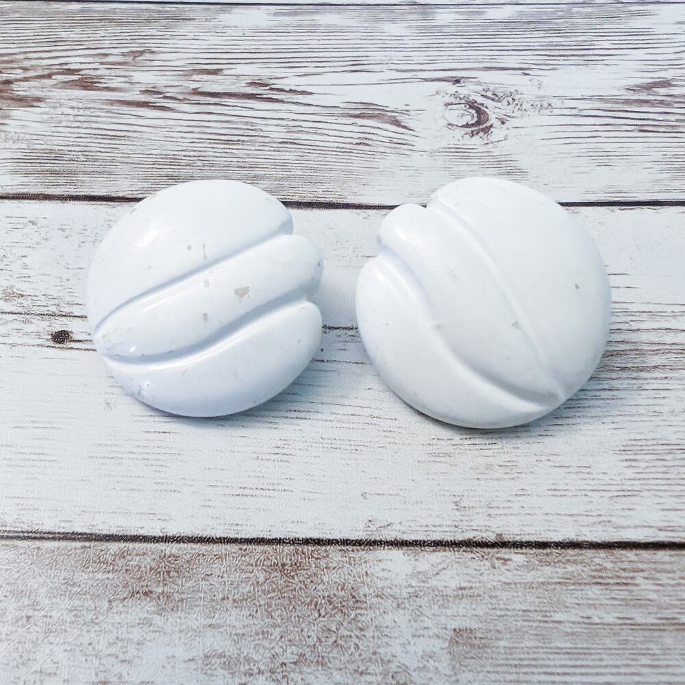 Vintage Earrings For Pierced Ears -Off White 1 & 3/8 - Marks & Wear